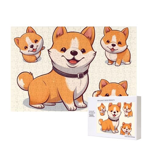 Puzzles 500 Teile Niedliches Shiba Inu Hund Puzzle Holz Fotopuzzle für Erwachsene Personalisiertes Bilderpuzzle Klassisches Puzzle für Familie Hochzeit Geburtstag Valentinstag Geschenke 15,7 x 11 Zoll von RLDOBOFE