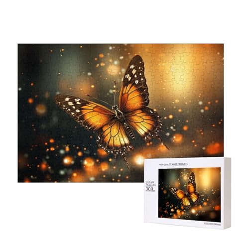 Puzzles 500 Teile Orange Schmetterling Puzzle Holz Fotopuzzle für Erwachsene Personalisiertes Bilderpuzzle Klassisches Puzzle für Familie Hochzeit Geburtstag Valentinstag Geschenke 15,7 x 11 Zoll von RLDOBOFE