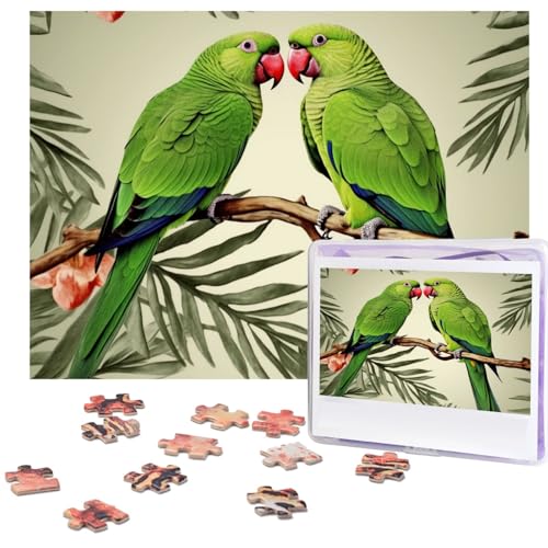 Puzzles 500 Teile Paar Papageien Olive Puzzle Holz Fotopuzzle für Erwachsene Personalisiertes Bilderpuzzle Klassisches Puzzle für Familie Hochzeit Geburtstag Valentinstag Geschenke 51,8 x 38,1 cm von RLDOBOFE