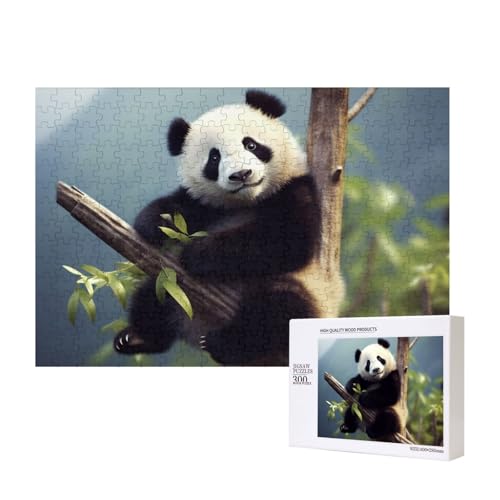 Puzzles 500 Teile Panda im Baum Puzzle Holz Fotopuzzle für Erwachsene Personalisiertes Bilderpuzzle Klassisches Puzzle für Familie Hochzeit Geburtstag Valentinstag Geschenke 15,7 x 11 Zoll von RLDOBOFE