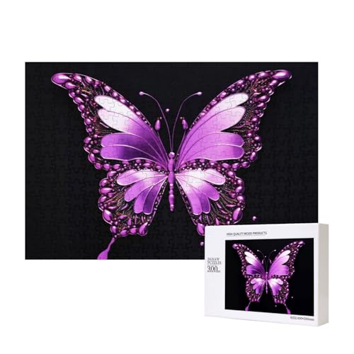 Puzzles 500 Teile Schmetterling Lila Puzzle Holz Fotopuzzle für Erwachsene Personalisiertes Bilderpuzzle Klassisches Puzzle für Familie Hochzeit Geburtstag Valentinstag Geschenke 15,7 x 11 Zoll von RLDOBOFE