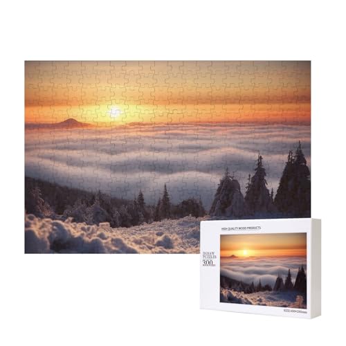 Puzzles 500 Teile Schnee Sonnenaufgang Puzzle Holz Fotopuzzle für Erwachsene Personalisiertes Bilderpuzzle Klassisches Puzzle für Familie Hochzeit Geburtstag Valentinstag Geschenke 15,7 x 11 Zoll von RLDOBOFE