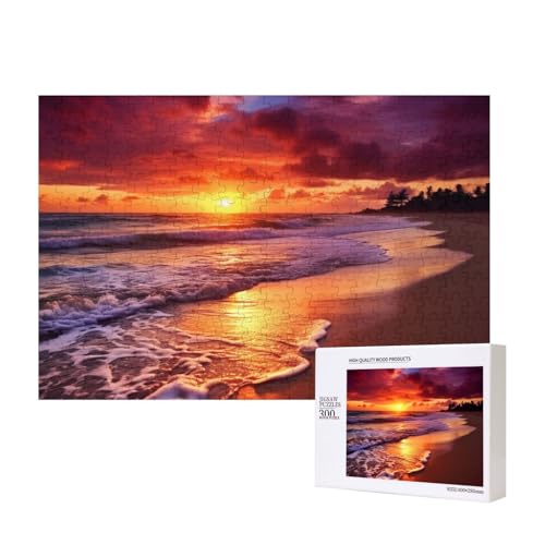 Puzzles 500 Teile Schöne Strand Sonnenuntergang Puzzle Holz Fotopuzzle für Erwachsene Personalisiertes Bilderpuzzle Klassisches Puzzle für Familie Hochzeit Geburtstag Geschenke 15,7 x 11 Zoll von RLDOBOFE