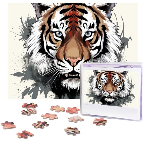 Puzzles 500 Teile Schwarz und Weiß Doodle Tiger Puzzle Holz Fotopuzzle für Erwachsene Personalisiertes Bilderpuzzle Klassisches Puzzle für Familie Hochzeit Geburtstag Geschenke von RLDOBOFE