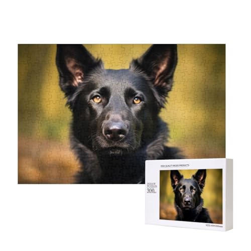 Puzzles 500 Teile Schwarzer Deutscher Schäferhund Puzzle Holz Fotopuzzle für Erwachsene Personalisiertes Bilderpuzzle Klassisches Puzzle für Familie Hochzeit Geburtstag Geschenke 15,7 x 11 Zoll von RLDOBOFE