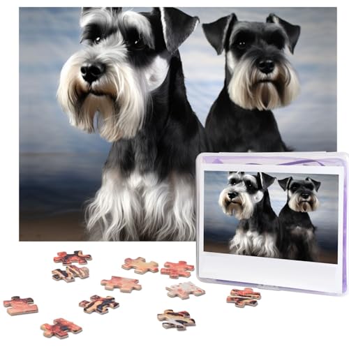 Puzzles 500 Teile Tierschnauzer Hund Puzzle Holz Fotopuzzle für Erwachsene Personalisiertes Bilderpuzzle Klassisches Puzzle für Familie Hochzeit Geburtstag Valentinstag Geschenke 51,8 x 38,1 cm von RLDOBOFE