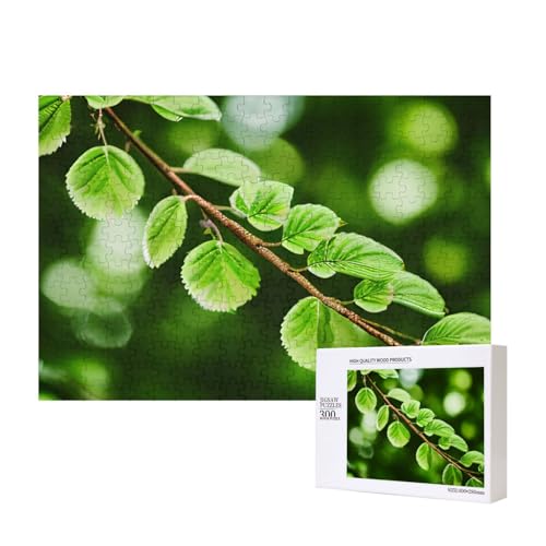 Puzzles 500 Teile Weiß Natur Grün Zweige Puzzle Holz Fotopuzzle für Erwachsene Personalisiertes Bilderpuzzle Klassisches Puzzle für Familie Hochzeit Geburtstag Geschenke 15,7 x 11 Zoll von RLDOBOFE