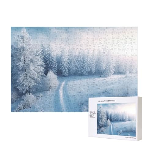 Puzzles 500 Teile Winter Hintergrund Puzzle Holz Fotopuzzle für Erwachsene Personalisiertes Bilderpuzzle Klassisches Puzzle für Familie Hochzeit Geburtstag Valentinstag Geschenke 15,7 x 11 Zoll von RLDOBOFE