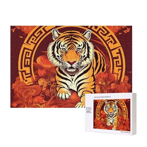 Puzzles 500 Teile Wohlstand im Jahr des Tigers Puzzle Holz Fotopuzzle für Erwachsene Personalisiertes Bilderpuzzle Klassisches Puzzle für Familie Hochzeit Geburtstag Valentinstag Geschenke von RLDOBOFE