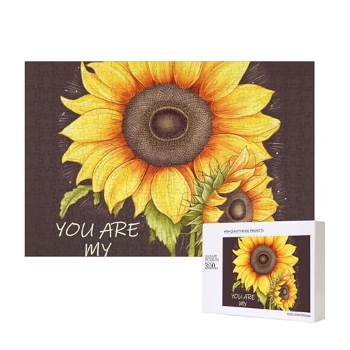 Puzzles 500 Teile You are My Sunshine Sonnenblume Puzzle Holz Fotopuzzle für Erwachsene Personalisiertes Bilderpuzzle Klassisches Puzzle für Familie Hochzeit Geburtstag Geschenke 15,7 x 11 Zoll von RLDOBOFE