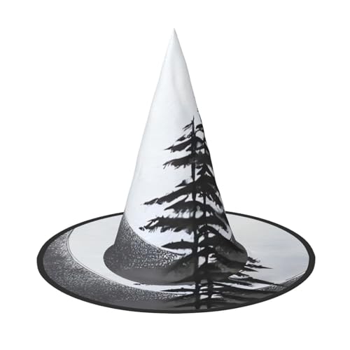 RLDOBOFE Hexenhut Mond Kiefer Baum gedruckt Zauberer Hut Unisex Halloween Hut für Cosplay Party Dekorationen von RLDOBOFE