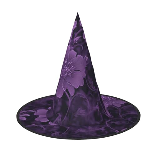 RLDOBOFE Hexenhut lila bedruckter Zaubererhut Unisex Halloween Hut für Cosplay Party Dekorationen von RLDOBOFE