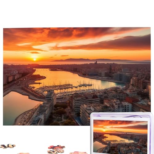 Sonnenuntergang in Barcelona Puzzles Personalisiertes Puzzle 1000 Teile Puzzle aus Fotos Bilderpuzzle für Erwachsene Familie (74,9 x 50 cm) von RLDOBOFE