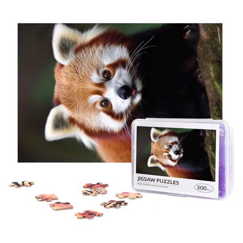 Tier-Puzzles mit rotem Panda, 300 Teile, personalisierbar, Holzfotopuzzle für Erwachsene, Familienbild, Puzzle, Geschenke für Hochzeit, Geburtstag, Valentinstag, Geschenke, 38,1 x 25,9 cm von RLDOBOFE