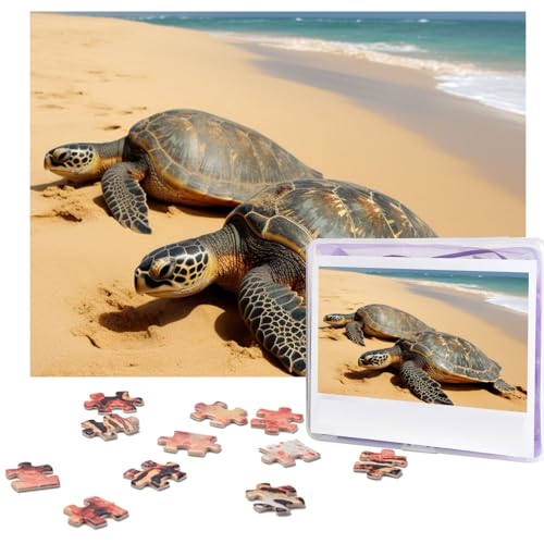 Turtles on The Beach Puzzles Personalisiertes Puzzle 500 Teile Puzzle aus Fotos Bilderpuzzle für Erwachsene Familie (51,8 x 38,1 cm) von RLDOBOFE