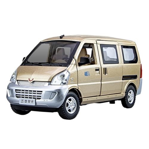 RLIUFEI 1:24 Wuling Rongguang Van Modell Transport Fahrzeug Legierung Sound Und Licht Pull Back Mehrtürige Multi-Funktion(Gold) von RLIUFEI