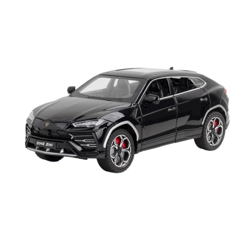 RLIUFEI FÜR 1/24 Legierung Geländewagen Modell Ornamente Simulation Lambo Supercar Sound Und Licht Pull Back Vier-Rad Stoßdämpfer(Black) von RLIUFEI