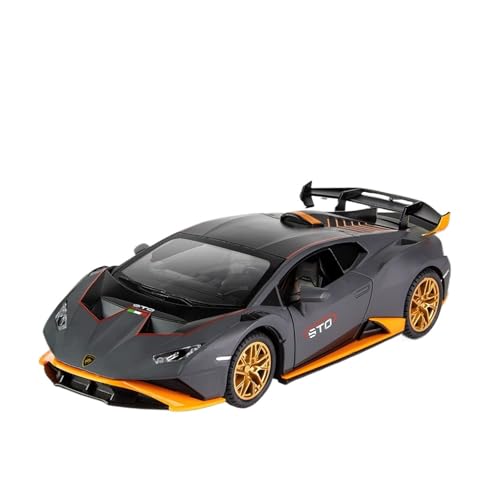 RLIUFEI FÜR Lamborghini Huracan STO 1:24 Pull Back Sound Und Licht Geschenk Ornament(Chrome) von RLIUFEI