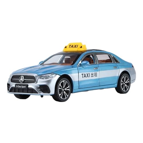 RLIUFEI FÜR Mercedes-Benz E300 Taxi 1:24 Pull Back Sound Und Licht Geschenk Ornament(Blue) von RLIUFEI