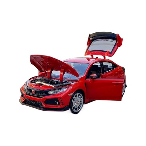 RLIUFEI Für 1/24 Civic Typ Limousine Legierung Auto Modell Multifunktionale Audiovisuelle Rückkehr Kraft Simulation Ornament Auto(Red) von RLIUFEI