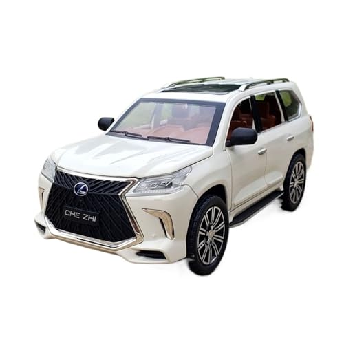 RLIUFEI Für 1/24 LX570 Geländewagen-Legierungsautomodell Multifunktionales Audiovisuelles Rückstellkraftsimulations-Ornamentauto(White) von RLIUFEI