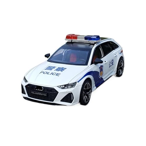 RLIUFEI Für 1/24 RS6 Supercar-Legierungsautomodell Multifunktionale Sound- Und Licht-Feedback-Simulation, Ornament-Auto(White) von RLIUFEI