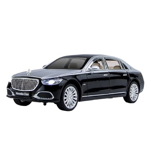 RLIUFEI Für 1/24 S680 Limousine Legierung Auto Modell Multifunktionale Audiovisuelle Rückkehr Kraft Simulation Ornament Auto(Black) von RLIUFEI