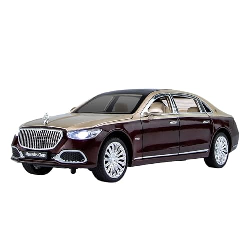 RLIUFEI Für 1/24 S680 Limousine Legierung Auto Modell Multifunktionale Audiovisuelle Rückkehr Kraft Simulation Ornament Auto(Red) von RLIUFEI