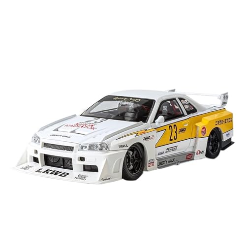 RLIUFEI Für 1/24GTR God of War R34 Sportwagen-Simulationslegierungs-Druckgussauto Multifunktionales Sound- Und Lichtauto(White) von RLIUFEI