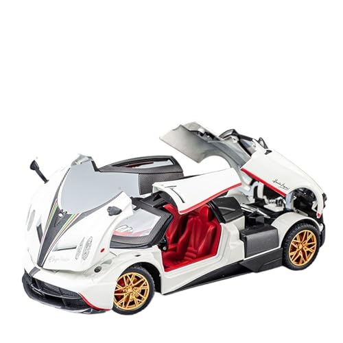 RLIUFEI Für 1:24 Chinesischen Drachen Legierung Auto Modell Gull-Wing Tür Auto Ornamente Sport Auto Modell Pull Back(White) von RLIUFEI