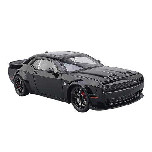 RLIUFEI Für 1:24 Daoqi Imitation Real Red Eye Challenger Automodell Alloy Pull Back Car(Black) von RLIUFEI