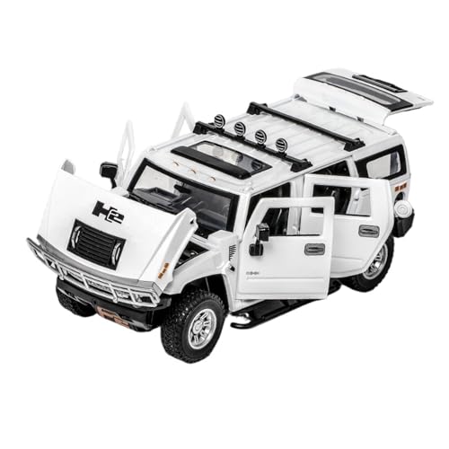 RLIUFEI Für 1:24 Hanma H2 Legierungs-Geländewagen Mit Vier Türen, Sound- Und Licht-Feedback-System(White) von RLIUFEI