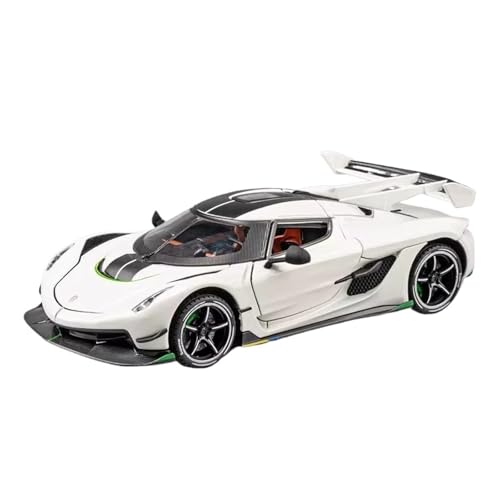 RLIUFEI Für 1:24 Kenisaikejesko Car Imitation Real Sports Car Ornaments Collection Back Sound and Light(White) von RLIUFEI