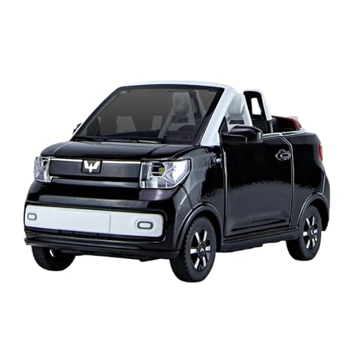 RLIUFEI Für 1:24 Wuling Hongguang Mini Alloy Cabriolet-Modell, Viertüriges, Regeneratives Auto Mit Sound Und Licht(Black) von RLIUFEI