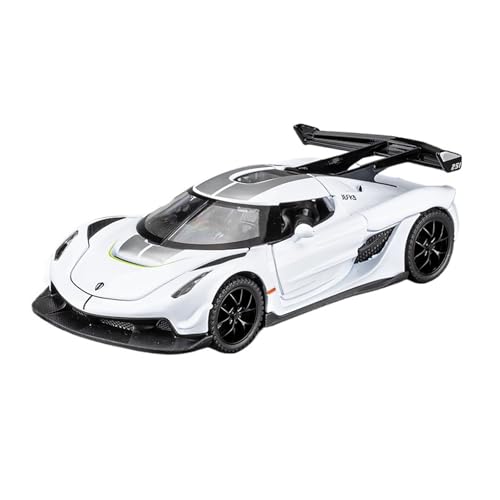 RLIUFEI Für 1:32 Koenigsegg Jesko Automodell Legierung Simulation Supercar Automodell Vierradaufhängung Karosserie Sound Und Licht(White) von RLIUFEI