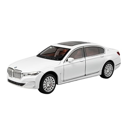 RLIUFEI Für BMW 760Li 1:24 Legierung Auto Metall Ornamente Zurück Sound Und Licht Dekoration(White) von RLIUFEI