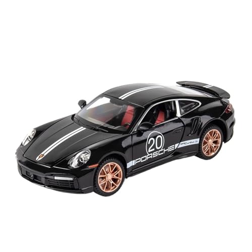 RLIUFEI Für Baoshijie 911 Sportwagen Aus Legierungsdruckguss 1/24-Verhältnis Multifunktionales Sound- Und Lichtrücklauf-Schaukelauto(Black) von RLIUFEI