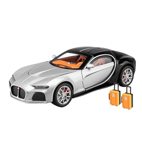 RLIUFEI Für Bugatti Atlantic 1:24 Pull Back Sound und Licht Pull Back Dekoration Ornamente(Silver) von RLIUFEI