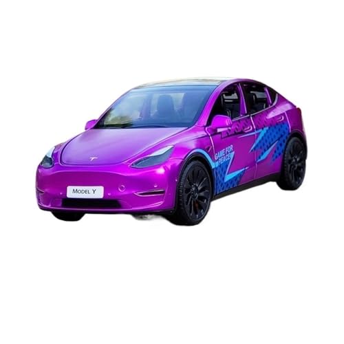 RLIUFEI Für Das Model Y 1:24 Legierungsautomodell Verfügt Es Über Eine Ton- Und Licht-Rebound-Funktion Und Kann Als Display-Ornament Verwendet Werden(Purple) von RLIUFEI