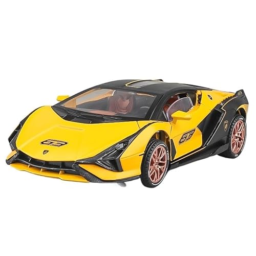 RLIUFEI Für Lanbojini Lightning Sportwagen Druckguss-Simulationslegierungsanhänger 1:24 Multifunktionales Rückkehrkraftmodell(Yellow) von RLIUFEI