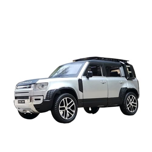 RLIUFEI Für Land Rover Defender 1:24 Sound Und Licht Pull Back Metall Spielzeug Auto Simulation Legierung Auto Modell Ornamente(Silver) von RLIUFEI