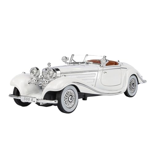 RLIUFEI Für Mercedes Benz 500K 1:24 Pull Back Sound Und Licht Geschenk Ornament(White) von RLIUFEI