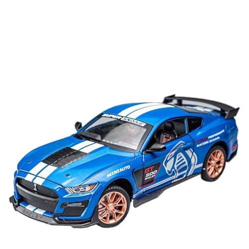 RLIUFEI Für Mustang GT Legierung Auto Modell 1:24 Muscle Simulation Auto Modell Ornamente Zurück Sound Und Licht(Blue) von RLIUFEI