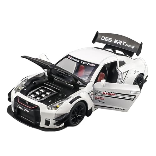 RLIUFEI Für Nissan Ares GTR 1:24 Legierung Auto Metall Ornamente Zurück Sound Und Licht Dekoration(White) von RLIUFEI