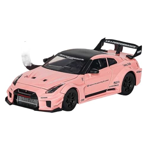 RLIUFEI Für Nissan GTR 1:24 Pull Back Sound Und Licht Geschenk Ornament(Pink) von RLIUFEI