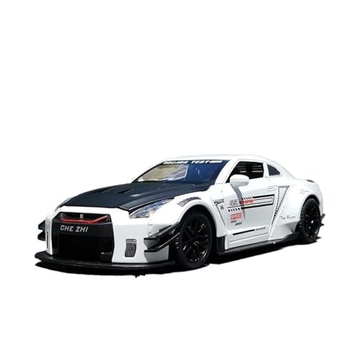 RLIUFEI Für Nissan GTR1:24 Viertürige Sound- Und Licht-Pullback-Legierungssimulation Metallautomodell Ornamentsammlung(White) von RLIUFEI