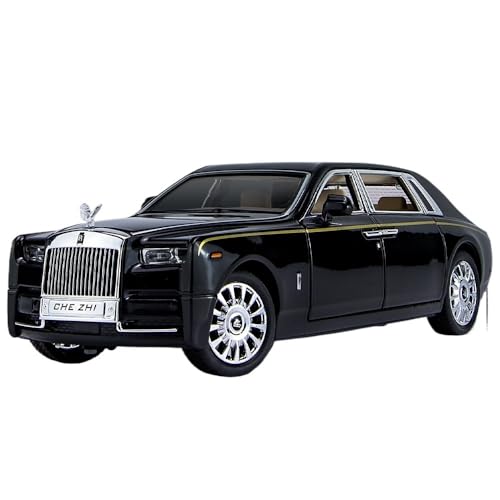 RLIUFEI Für Rolls-Royce Phantom 1:24 Pull Back Sound Und Licht Geschenk Ornament(Black) von RLIUFEI