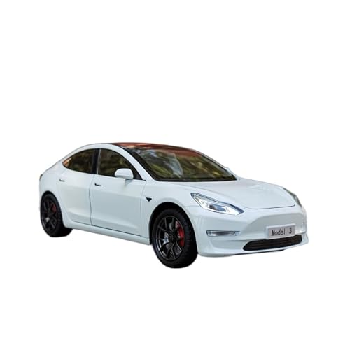 RLIUFEI Für Tesla Mdoel31:24 Sound Und Licht Pull Back Metall Simulation Legierung Auto Modell Ornamente(White) von RLIUFEI