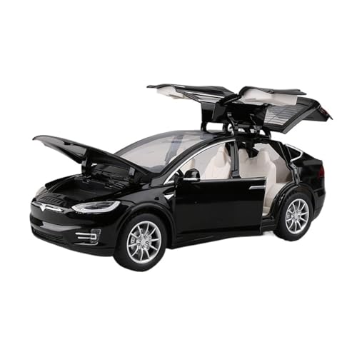 RLIUFEI Für Tesla Model X Legierung 1:24 Automodell Sound und Licht Rückkraft Nachahmung Modell Ornamente(Black) von RLIUFEI