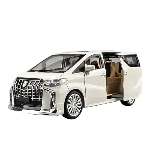 RLIUFEI Für Toyota Alphard 1:24 Legierung Auto Metall Ornamente Zurück Sound Und Licht Dekoration(White) von RLIUFEI